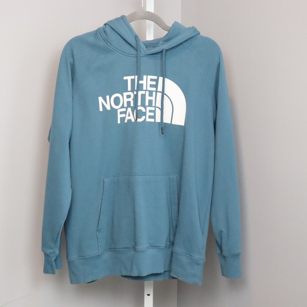 The North Face Women’s Hoodie Pullover Blue Size L Logo Front‎ Kangaroo Pocket